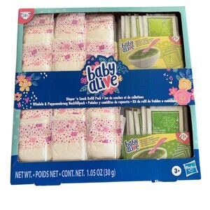 Baby Alive Diaper 'n Snack Refill Pack 14 Diapers + 10 Doll Food Packets